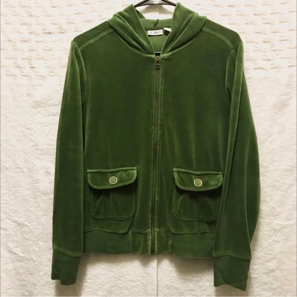 Cato Green Velvet Button Crop Hoodie - Picture 2 of 9